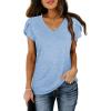 image:imageWIHOLL Womens Tops V Neck Summer Petal Sleeve Casual TshirtsSkyblue