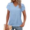 image:imageWIHOLL Womens Tops V Neck Summer Petal Sleeve Casual TshirtsSkyblue