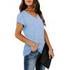 image:imageWIHOLL Womens Tops V Neck Summer Petal Sleeve Casual TshirtsSkyblue