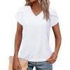 image:imageWIHOLL Womens Tops V Neck Summer Petal Sleeve Casual TshirtsWhite