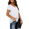 image:imageWIHOLL Womens Tops V Neck Summer Petal Sleeve Casual TshirtsWhite