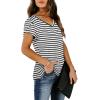 image:imageWIHOLL Womens Tops V Neck Summer Petal Sleeve Casual TshirtsZ0striped Black