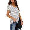 image:imageWIHOLL Womens Tops V Neck Summer Petal Sleeve Casual TshirtsZ0striped Grey