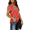 image:imageWIHOLL Womens Tops V Neck Summer Petal Sleeve Casual TshirtsZ2floral Red