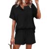image:imageWIHOLL 2 Piece Sets for Women Lounge Sets Summer Outfits 2026 Button Down Short Sleeve Tops and Shorts Set with Pockets0black