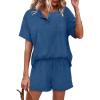 image:imageWIHOLL 2 Piece Sets for Women Lounge Sets Summer Outfits 2026 Button Down Short Sleeve Tops and Shorts Set with Pockets1blue