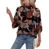 image:imageWIHOLL 34 Length Sleeve Womens Tops Mock Neck Pleated Front Blouses for Women Dressy Casual Spring Summer OutfitsFloral Print
