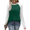 image:imageWIHOLL Long Sleeve Shirts for Women Color Block Raglan Tops Casual Crewneck Basic Tees Fall Clothes 2026 Fashion09  Green