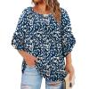 image:imageWIHOLL Plus Size Tops for Women 34 Length Sleeve Blouses Dressy Casual Tshirts Shirts Fahion Summer OutfitsFloral 08
