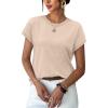 image:imageWIHOLL Short Sleeve Sweater for Women Summer Tops Crew Neck Fashion Clothing Tshirts Shirts Travel Outfits Dressy CasualBeige