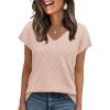 image:imageWIHOLL Short Sleeve Sweater for Women V Neck Trendy Summer Tops 2026 Beach Vacation Clothes Travel Business Casual OutfitsApricot