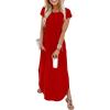 image:imageWIHOLL Summer Dresses Cap Sleeve Crewneck Maxi Long Casual Dress with Pockets Beach Vacation Sundresses 2026 TrendyRed