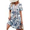 image:imageWIHOLL Summer Dresses for Women Casual Tshirt Boho Dress Wedding Guest Dresses Short Sleeve Fashion Beach Vacation Clothes1blue Ethnic Floral