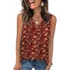image:imageWIHOLL Tank Top for Women Summer Outfits V Neck T Shirts Trendy Eyelet Sleeveless Basic Beach Vacation ClothesRed Ethnic Floral