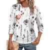 image:imageWIHOLL Womens 34 Length Sleeve Tops Crewneck Ruched Summer Shirts 2026 Business Casual Outfits Blouses Spring Clothes07  Floral White