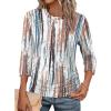 image:imageWIHOLL Womens 34 Length Sleeve Tops Crewneck Ruched Summer Shirts 2026 Business Casual Outfits Blouses Spring Clothes10  Tie Dye White