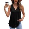 image:imageWIHOLL Womens Loose Fit V Neck Lace Sleeveless Summer Tank Top1black