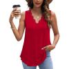 image:imageWIHOLL Womens Loose Fit V Neck Lace Sleeveless Summer Tank Top1red