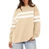 image:imageWIHOLL Womens Oversized Sweatshirts Casual Crewneck Long Sleeve Tops Comfy Striped Shirts Fall Fashion Pullover 2024Apricot