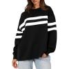 image:imageWIHOLL Womens Oversized Sweatshirts Casual Crewneck Long Sleeve Tops Comfy Striped Shirts Fall Fashion Pullover 2024Black