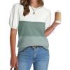 image:imageWIHOLL Womens Puff Short Sleeve Sweater 2026 Spring Summer Tops Trendy Business Causal Outfits Work Blouses ClothesWhite Green Blue