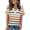 image:imageWIHOLL Womens Summer Tops Short Sleeve Basic Casual V Neck T Shirts Trendy Fashion 2026Z Striped