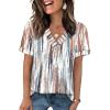 image:imageWIHOLL Womens Summer Tops Short Sleeve Basic Casual V Neck T Shirts Trendy Fashion 2026Z Tiedye Brown