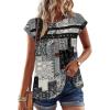 image:imageWIHOLL Womens Summer Tops Trendy 2026 Lace Crochet Cap Short Sleeve Shirts Crew Neck T Shirts Casual Loose BlousesThe Floral Pattern