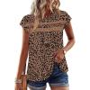 image:imageWIHOLL Womens Summer Tops Trendy 2026 Lace Crochet Cap Short Sleeve Shirts Crew Neck T Shirts Casual Loose BlousesThe Leopard