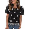 image:imageWIHOLL Womens Summer Tops Trendy Short Sleeve T Shirts Pleated Crewneck Tees Blouses Dressy Casual Outfits Fashion ClothingPrint 9