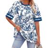 image:imageWIHOLL Womens T Shirts Loose Fit Short Sleeve Tees Crew Neck Color Block Summer Tops 2026 FashionBoho Print