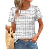 image:imageWIHOLL Womens Tops Boho Summer Outfits 2026 Short Sleeve Shirts with Lace Beach Vacation Clothes Casual S3XL6white Houndstooth