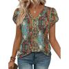 image:imageWIHOLL Womens Tops Dressy Casual Petal Sleeve Summer Spring Short Sleeve V Neck Shirts Work Business Vacation Clothes 2026Floral Boho