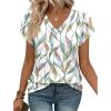 image:imageWIHOLL Womens Tops Dressy Casual Petal Sleeve Summer Spring Short Sleeve V Neck Shirts Work Business Vacation Clothes 2026Floral Green Leaf