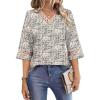 image:imageWIHOLL Womens Tops Eyelet Lace V Neck Bell Sleeve Blouses Dressy Casual Work Shirt 2026 Summer Spring Fashion ClothingCream Houndstooth