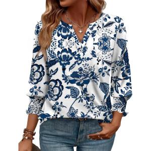 image:imageWIHOLL 34 Length Sleeve Womens Tops Summer Shirts Spring Vacation Outfits Dressy Casual Trendy Fall S3XL01p Ethnic Floral