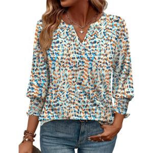 image:imageWIHOLL 34 Length Sleeve Womens Tops Summer Shirts Spring Vacation Outfits Dressy Casual Trendy Fall S3XL03blue White