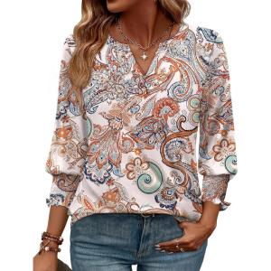 image:imageWIHOLL 34 Length Sleeve Womens Tops Summer Shirts Spring Vacation Outfits Dressy Casual Trendy Fall S3XL03ethnic Patterns