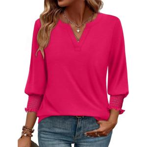 image:imageWIHOLL 34 Length Sleeve Womens Tops Summer Shirts Spring Vacation Outfits Dressy Casual Trendy Fall S3XL03hot Pink