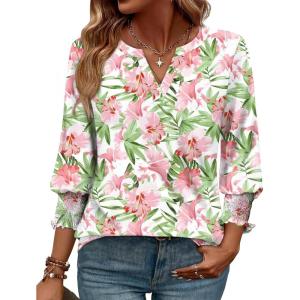 image:imageWIHOLL 34 Length Sleeve Womens Tops Summer Shirts Spring Vacation Outfits Dressy Casual Trendy Fall S3XL03romantic Rose