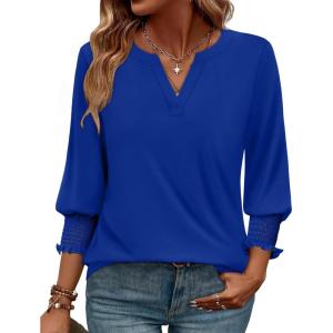 image:imageWIHOLL 34 Length Sleeve Womens Tops Summer Shirts Spring Vacation Outfits Dressy Casual Trendy Fall S3XL03royal Blue