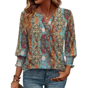 image:imageWIHOLL 34 Length Sleeve Womens Tops Summer Shirts Spring Vacation Outfits Dressy Casual Trendy Fall S3XL04bohemian Color