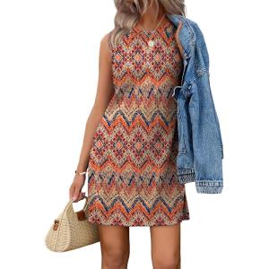 image:imageWIHOLL Casual Dresses for Women Crewneck Sleeveless Tank Dress Summer Spring Boho Vacation ClothesFloral Bohemian