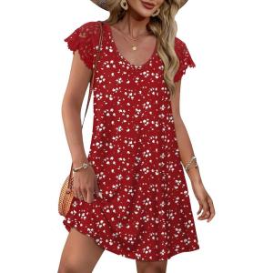image:imageWIHOLL Dresses for Women Summer Casual Wedding Guest Dress Lace Short Sleeve Cute Sundresses Fashion Beach Vacation Clothes2white Dot