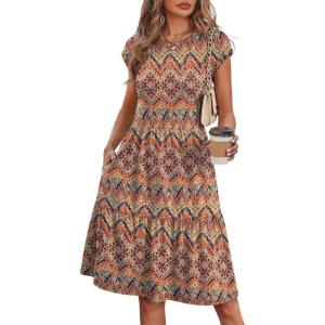 image:imageWIHOLL Summer Dresses for Women 2026 Cap Sleeve Casual Sundresses Floral Tiered Swing Fashion Beach Vacation Dress02  Boho Print
