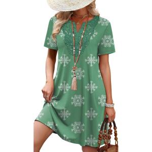 image:imageWIHOLL Summer Dresses for Women Casual Tshirt Boho Dress Wedding Guest Dresses Short Sleeve Fashion Beach Vacation ClothesSnowflake