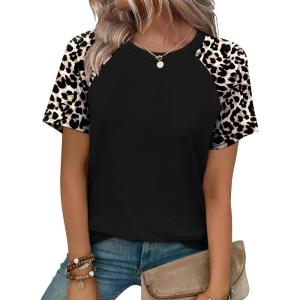 image:imageWIHOLL Summer Tops for Women 2026 Trendy Short Sleeve Shirts Crew Neck Tops Curved Hem Fashion ClothingPrint4