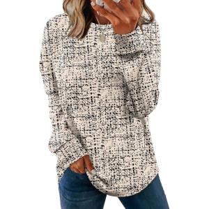 image:imageWIHOLL Sweatshirt for Women Crewneck Long Sleeve Shirts Curved Hem Lightweight Sweaters Fall Clothes 2025Unique Dots