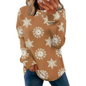 image:imageWIHOLL Sweatshirt for Women Crewneck Long Sleeve Shirts Curved Hem Lightweight Sweaters Fall Clothes 2025Unique Orange