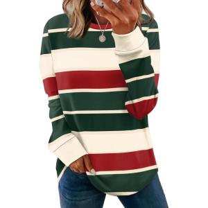 image:imageWIHOLL Sweatshirt for Women Crewneck Long Sleeve Shirts Curved Hem Lightweight Sweaters Fall Clothes 2025Unique Red
